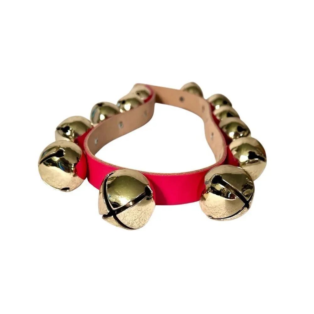 Festive Brass SLEIGH BELLS On A Red Leather Strap 27” - Picture 4 of 7